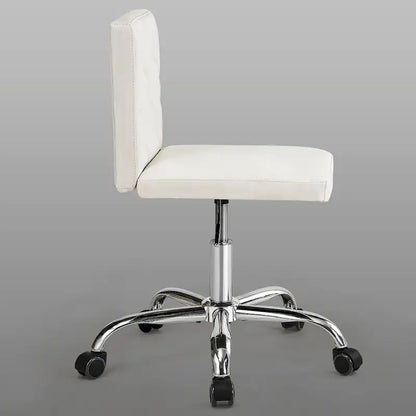 Javlergo Armless Office Desk Chair, PU Leather Mid-Back Adjustable Height 360 Rolling Swivel for Home Office Work