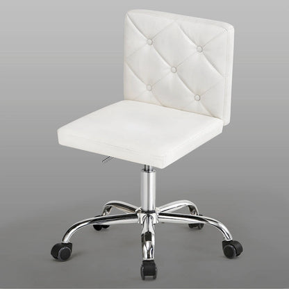 Javlergo Armless Office Desk Chair, PU Leather Mid-Back Adjustable Height 360 Rolling Swivel for Home Office Work