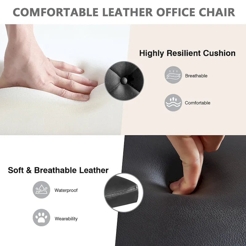 Javlergo Armless Office Desk Chair, PU Leather Mid-Back Adjustable Height 360 Rolling Swivel for Home Office Work