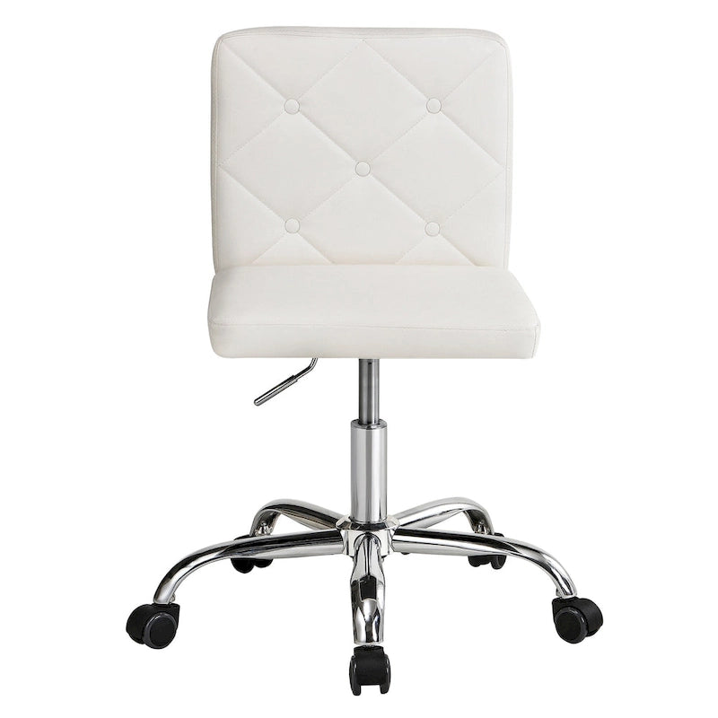 Javlergo Armless Office Desk Chair, PU Leather Mid-Back Adjustable Height 360 Rolling Swivel for Home Office Work