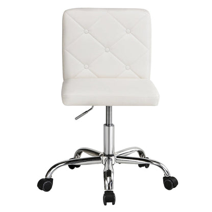 Javlergo Armless Office Desk Chair, PU Leather Mid-Back Adjustable Height 360 Rolling Swivel for Home Office Work