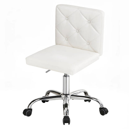 Javlergo Armless Office Desk Chair, PU Leather Mid-Back Adjustable Height 360 Rolling Swivel for Home Office Work