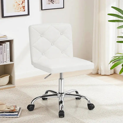 Javlergo Armless Office Desk Chair, PU Leather Mid-Back Adjustable Height 360 Rolling Swivel for Home Office Work