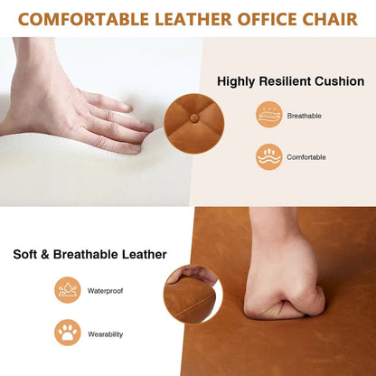 Javlergo Armless Office Desk Chair, PU Leather Mid-Back Adjustable Height 360 Rolling Swivel for Home Office Work