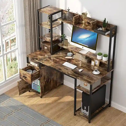 PAKASEPT 55  Computer Desk with Hutch and Storage Shelf