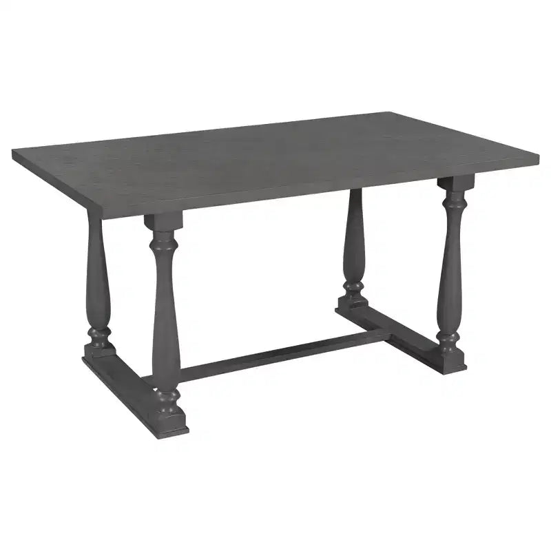 Whisen 6-Piece Dining Table and Chair Set with Special-shaped Legs and Foam-covered Seat Backs and Cushions