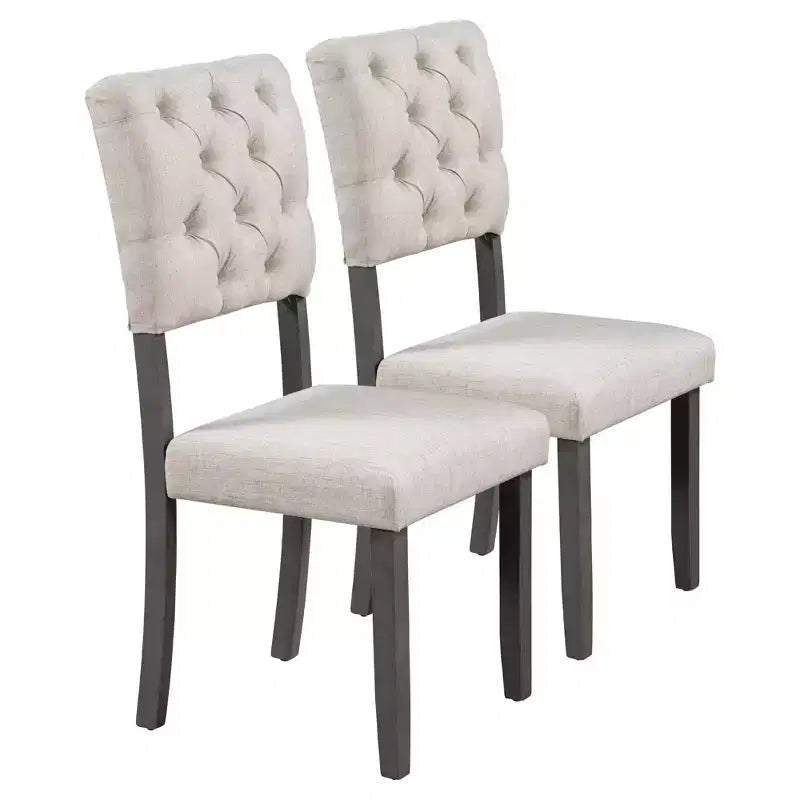Whisen 6-Piece Dining Table and Chair Set with Special-shaped Legs and Foam-covered Seat Backs and Cushions