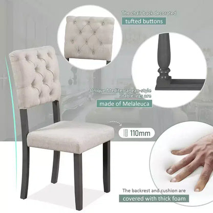 Whisen 6-Piece Dining Table and Chair Set with Special-shaped Legs and Foam-covered Seat Backs and Cushions