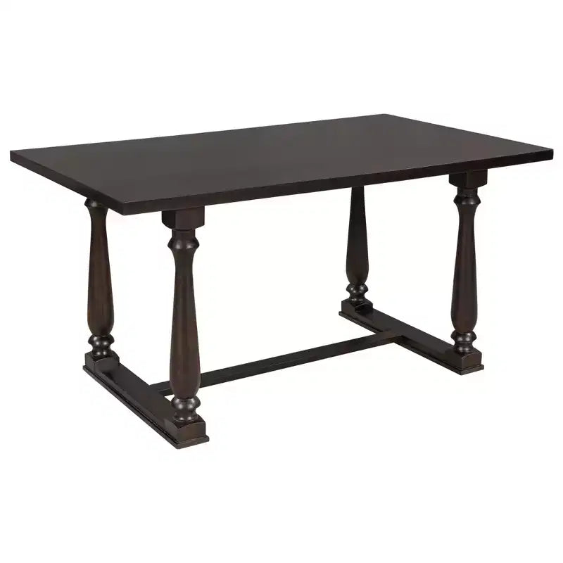 Whisen 6-Piece Dining Table and Chair Set with Special-shaped Legs and Foam-covered Seat Backs and Cushions