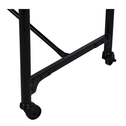 Conway 66-inch Industrial Wheeled Trestle Table - Mango Wood & Metal