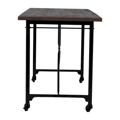 Conway 66-inch Industrial Wheeled Trestle Table - Mango Wood & Metal