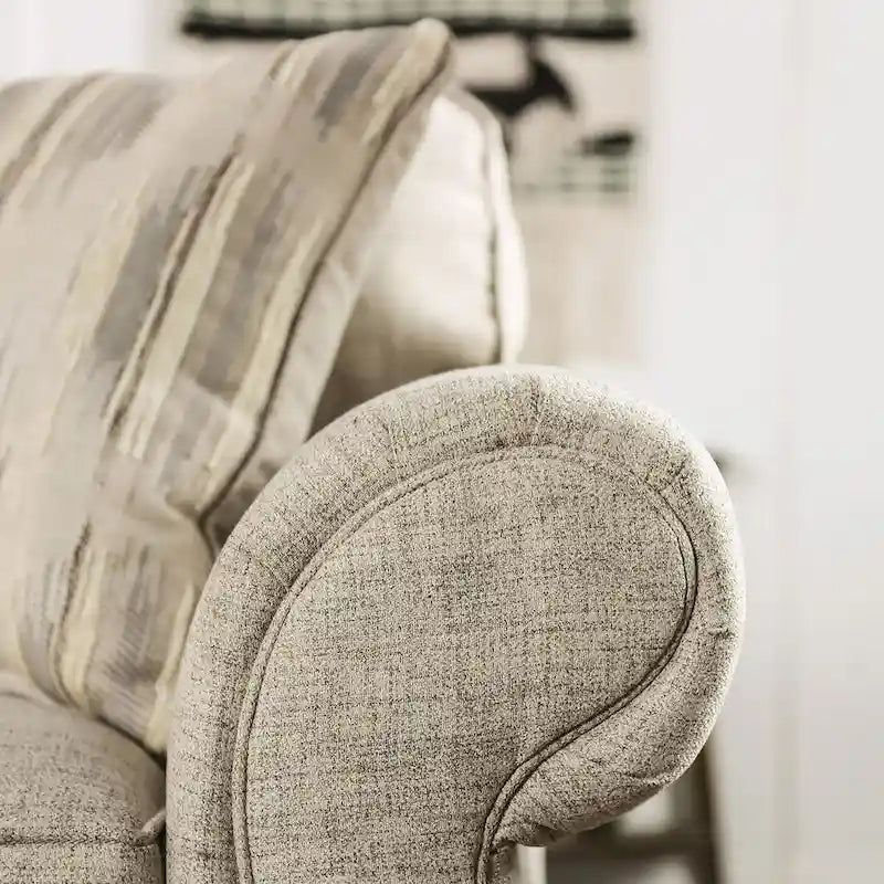 Chetbert Transitional Cream Fabric Upholstered 2-Piece Sofa Set by Furniture of America