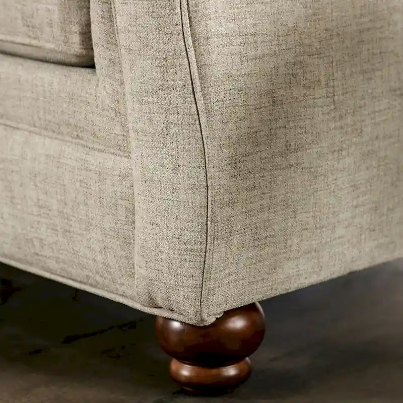 Chetbert Transitional Cream Fabric Upholstered 2-Piece Sofa Set by Furniture of America