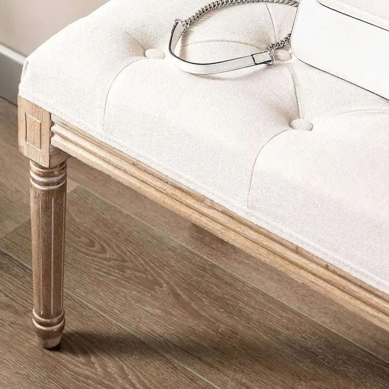 48  Extra-Long Rectangular Tufted Ottoman Bench Seat-Beige