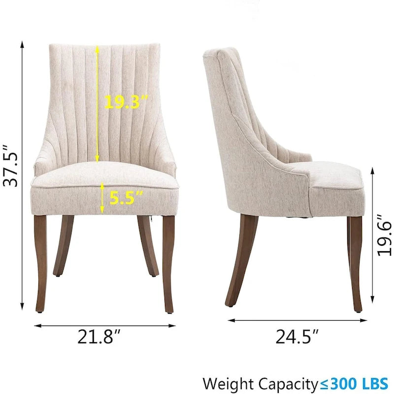 Wingback Upholstered Dining Chairs Set of 2, Fabric Side Dining Room Chairs, Living Room Chairs for Home Kitchen