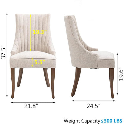 Wingback Upholstered Dining Chairs Set of 2, Fabric Side Dining Room Chairs, Living Room Chairs for Home Kitchen