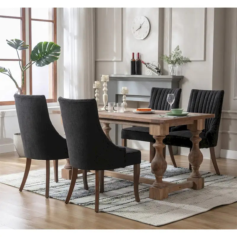 Wingback Upholstered Dining Chairs Set of 2, Fabric Side Dining Room Chairs, Living Room Chairs for Home Kitchen