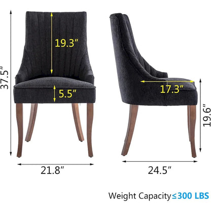 Wingback Upholstered Dining Chairs Set of 2, Fabric Side Dining Room Chairs, Living Room Chairs for Home Kitchen
