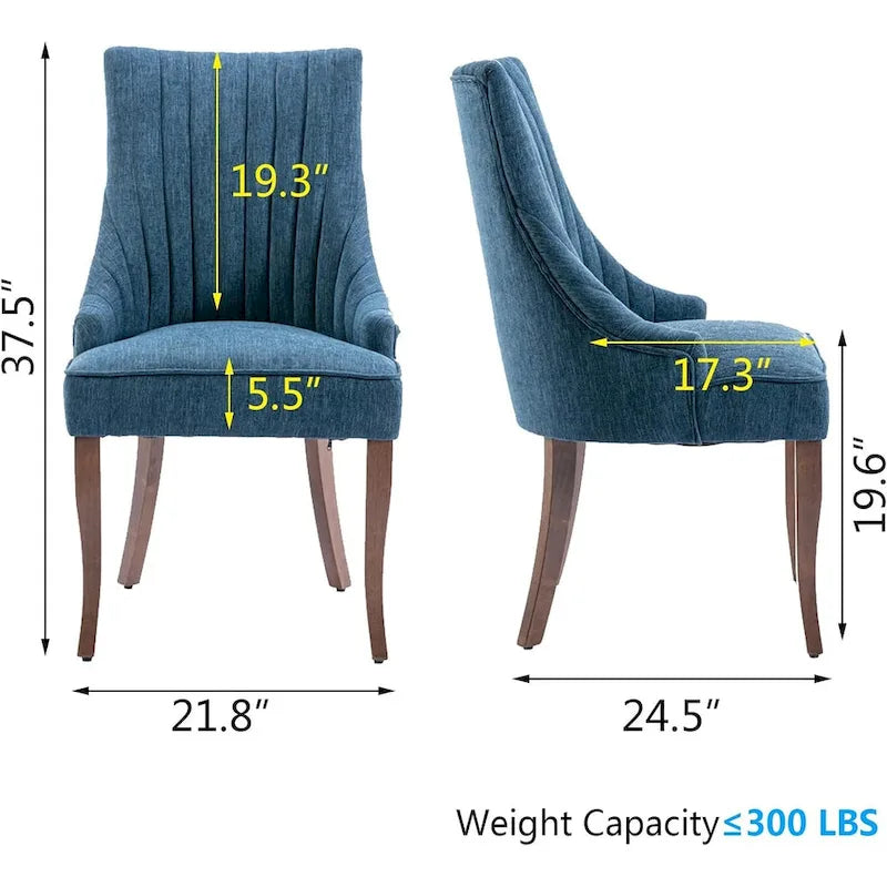Wingback Upholstered Dining Chairs Set of 2, Fabric Side Dining Room Chairs, Living Room Chairs for Home Kitchen