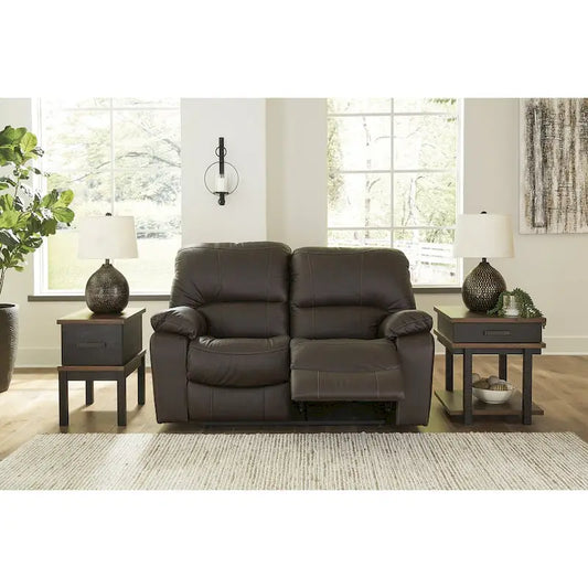 Signature Design by Ashley Leesworth Brown Reclining Power Loveseat - 65 W x 41 D x 41 H