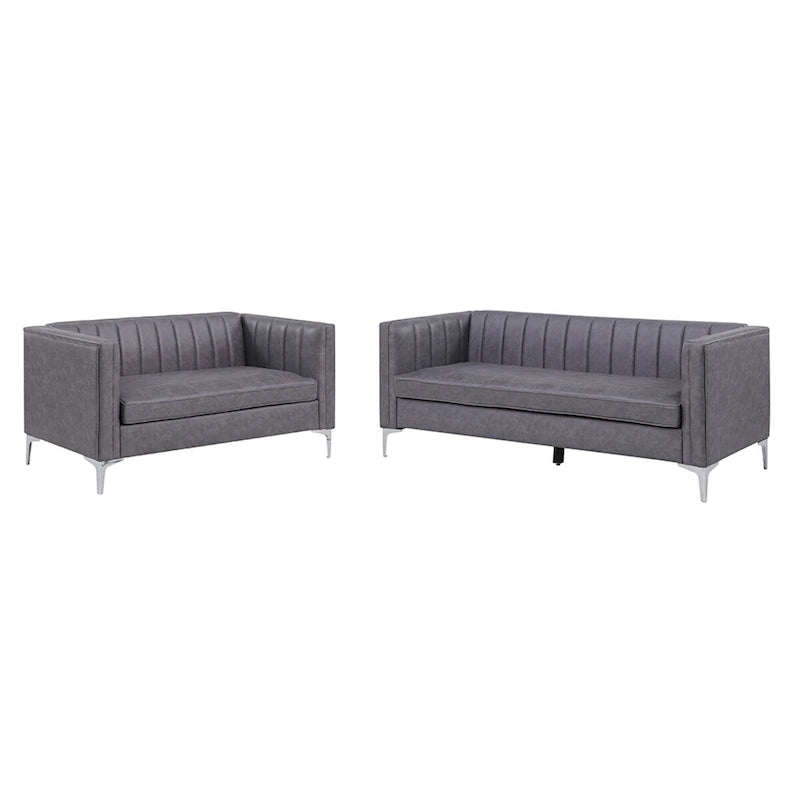 Morden Fort Modern 2 Pieces Sofa Set Loveseat and Sofa Couch with Technology Fabric and Metal Legs