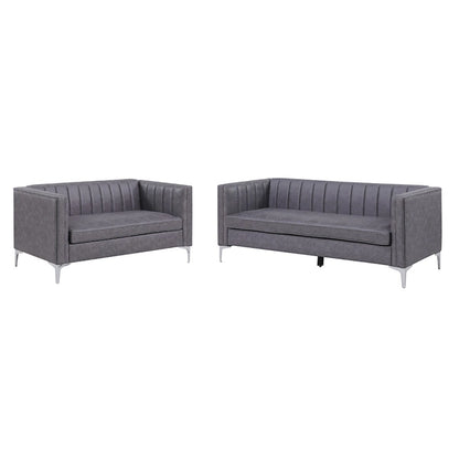 Morden Fort Modern 2 Pieces Sofa Set Loveseat and Sofa Couch with Technology Fabric and Metal Legs