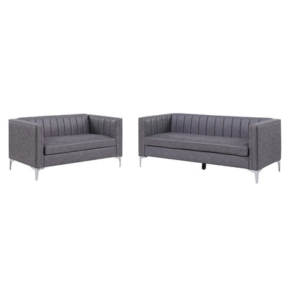 Morden Fort Modern 2 Pieces Sofa Set Loveseat and Sofa Couch with Technology Fabric and Metal Legs