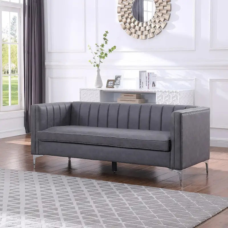 Morden Fort Modern 2 Pieces Sofa Set Loveseat and Sofa Couch with Technology Fabric and Metal Legs