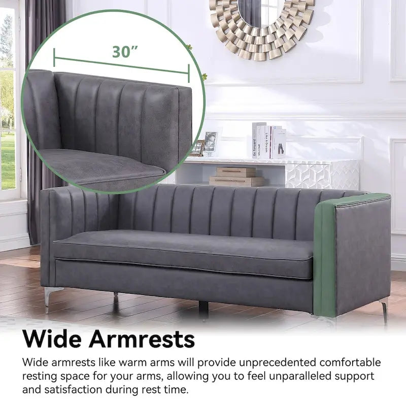 Morden Fort Modern 2 Pieces Sofa Set Loveseat and Sofa Couch with Technology Fabric and Metal Legs