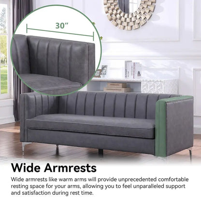 Morden Fort Modern 2 Pieces Sofa Set Loveseat and Sofa Couch with Technology Fabric and Metal Legs