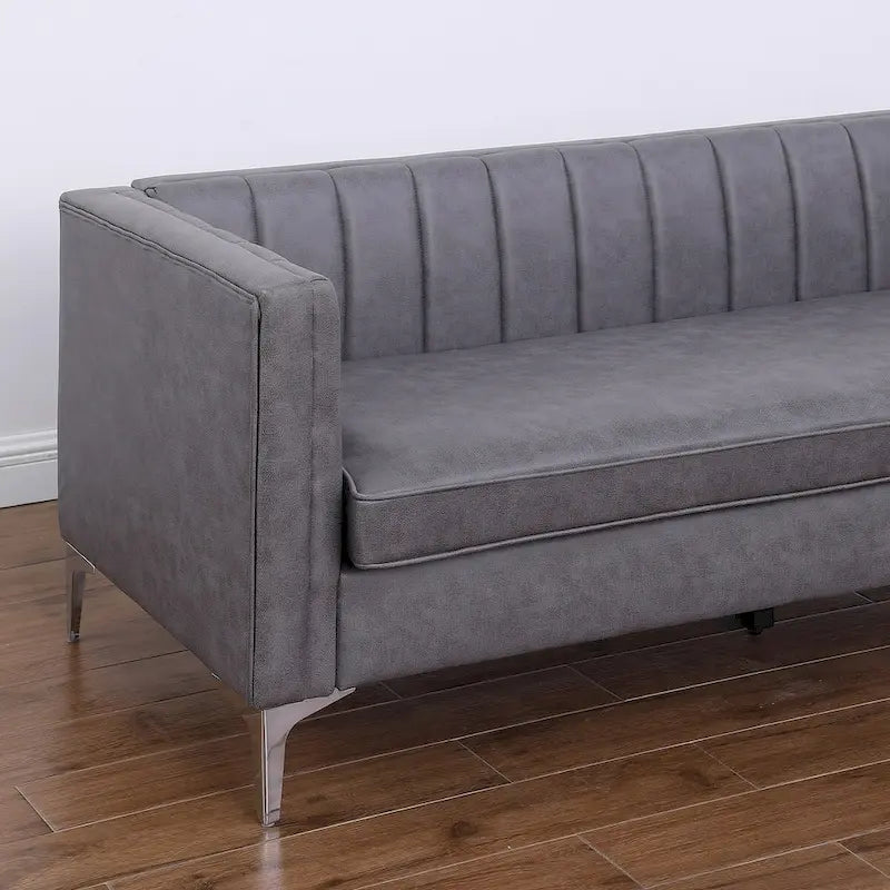 Morden Fort Modern 2 Pieces Sofa Set Loveseat and Sofa Couch with Technology Fabric and Metal Legs