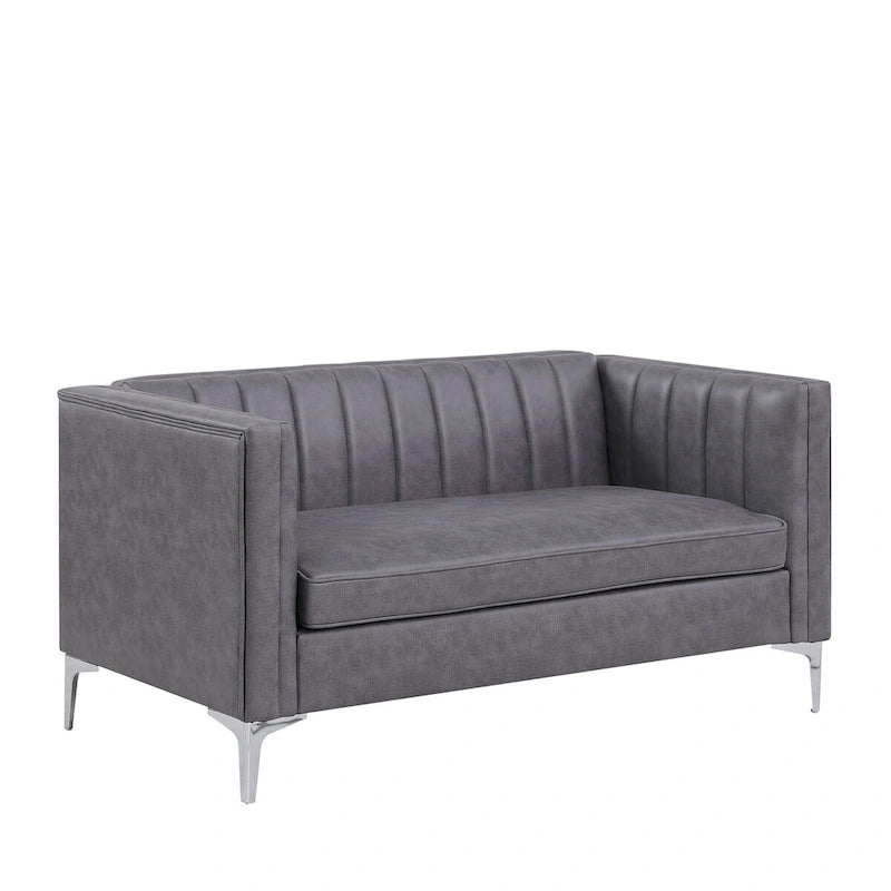 Morden Fort Modern 2 Pieces Sofa Set Loveseat and Sofa Couch with Technology Fabric and Metal Legs