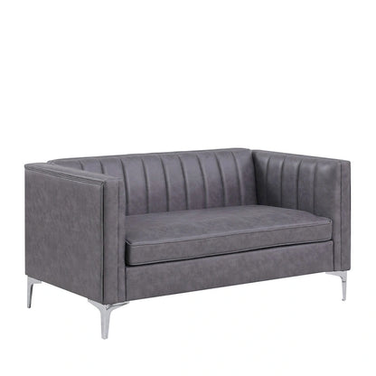 Morden Fort Modern 2 Pieces Sofa Set Loveseat and Sofa Couch with Technology Fabric and Metal Legs