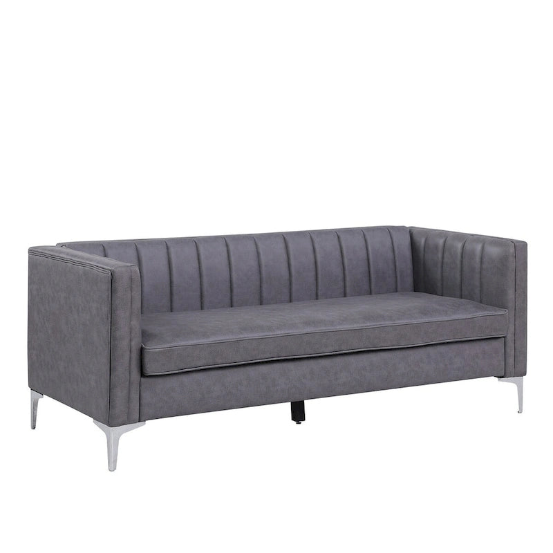 Morden Fort Modern 2 Pieces Sofa Set Loveseat and Sofa Couch with Technology Fabric and Metal Legs