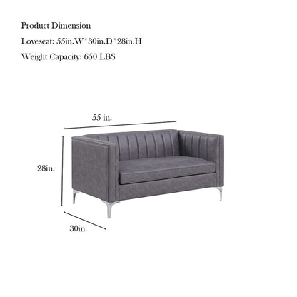 Morden Fort Modern 2 Pieces Sofa Set Loveseat and Sofa Couch with Technology Fabric and Metal Legs