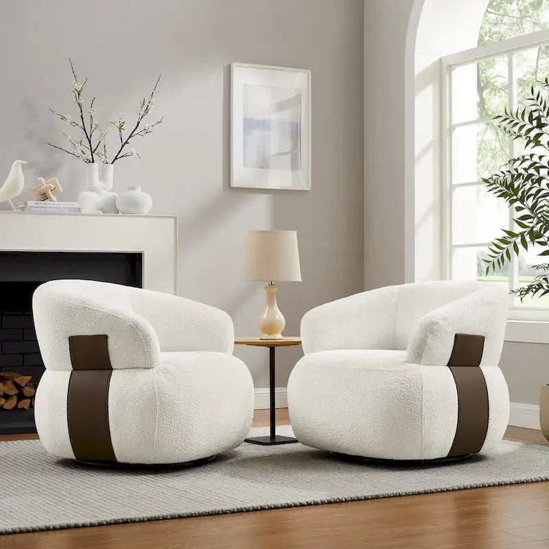 Kieon 33 W 360 Swivel Modern Barrel Chair Accent Chair Set of 2