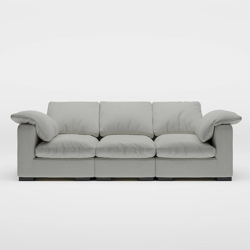 86.61  Modern Farmhouse Deep 3-Seater Sofa, Track Arm Couch, Linen Fabric Sofa