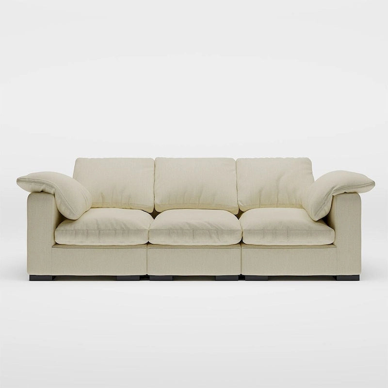 86.61  Modern Farmhouse Deep 3-Seater Sofa, Track Arm Couch, Linen Fabric Sofa