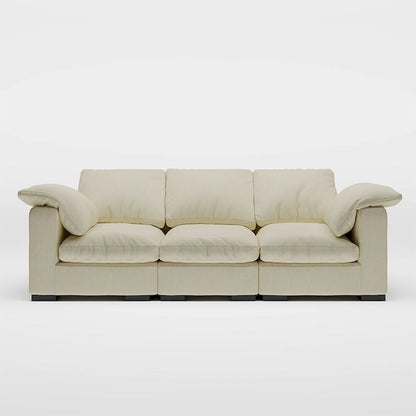 86.61  Modern Farmhouse Deep 3-Seater Sofa, Track Arm Couch, Linen Fabric Sofa