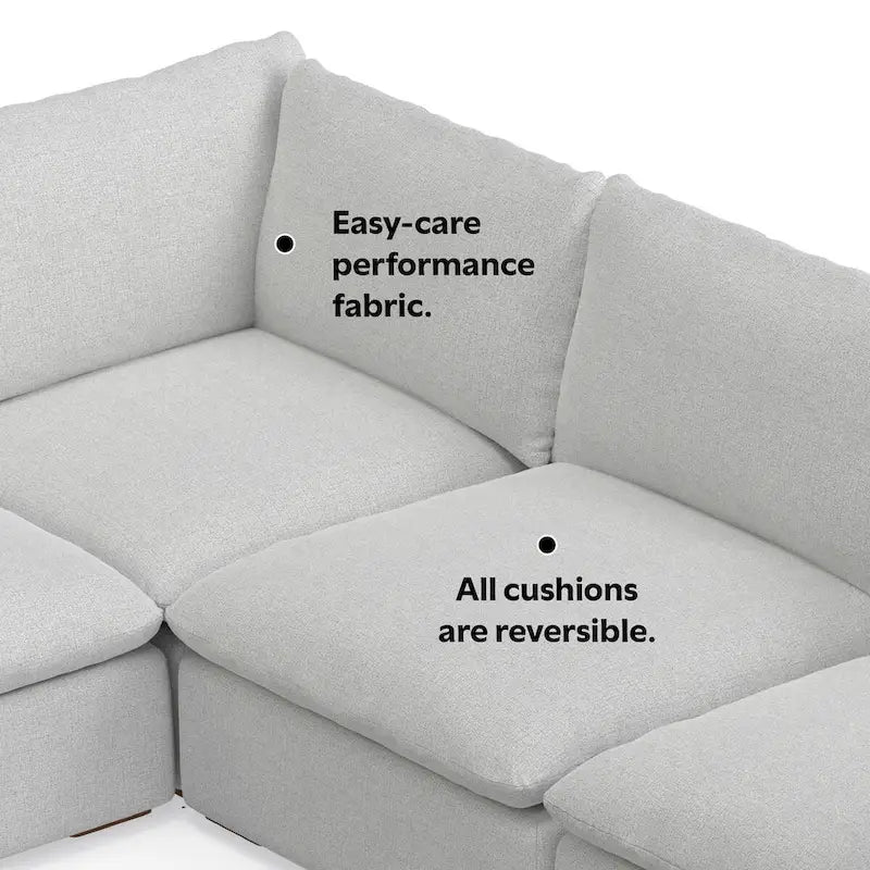 WyndenHall Marlee Corner Sectional Modular Sofa and Ottoman Set in Velvety Chenille Performance Fabric