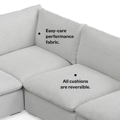 WyndenHall Marlee Corner Sectional Modular Sofa and Ottoman Set in Velvety Chenille Performance Fabric