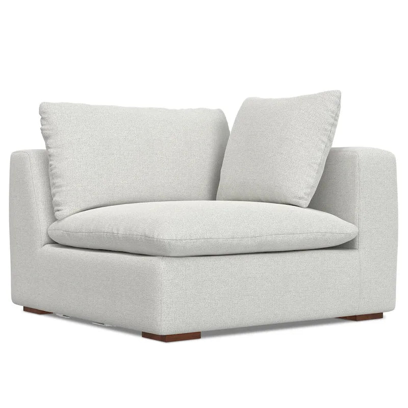 WyndenHall Marlee Corner Sectional Modular Sofa and Ottoman Set in Velvety Chenille Performance Fabric