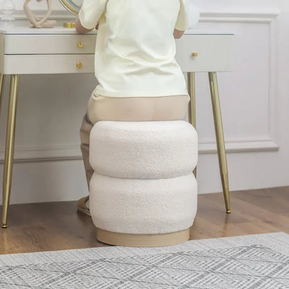 Adeco Teddy Round Upholstered Ottoman Stool