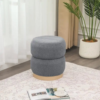 Adeco Teddy Round Upholstered Ottoman Stool