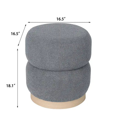 Adeco Teddy Round Upholstered Ottoman Stool