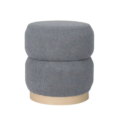Adeco Teddy Round Upholstered Ottoman Stool