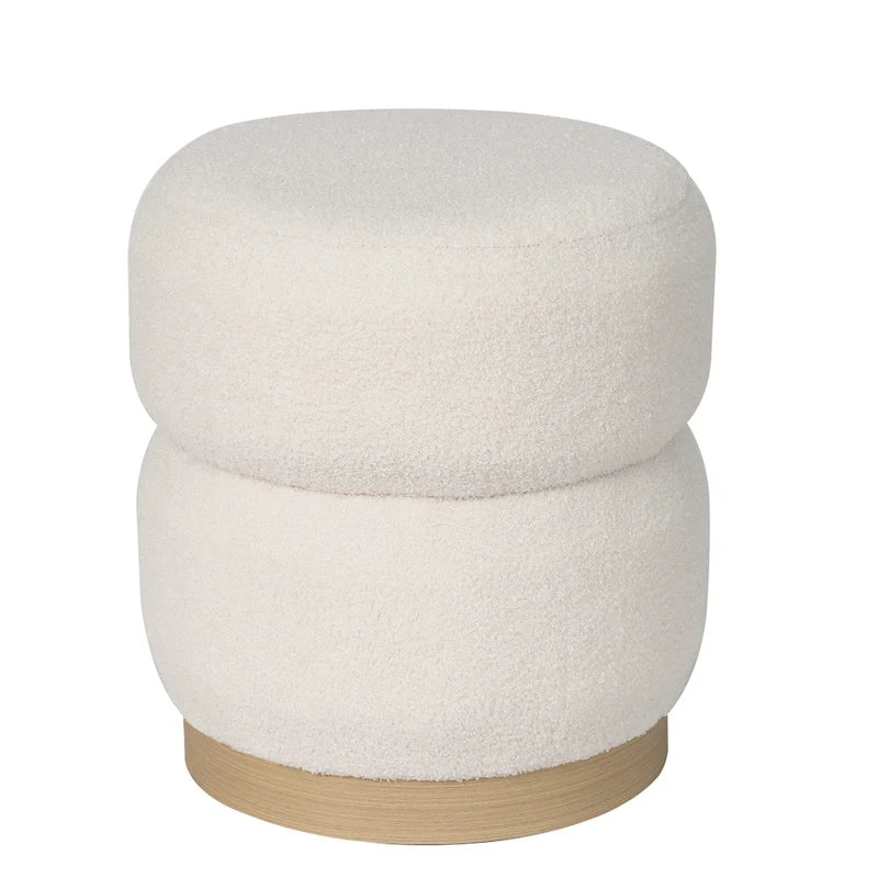 Adeco Teddy Round Upholstered Ottoman Stool
