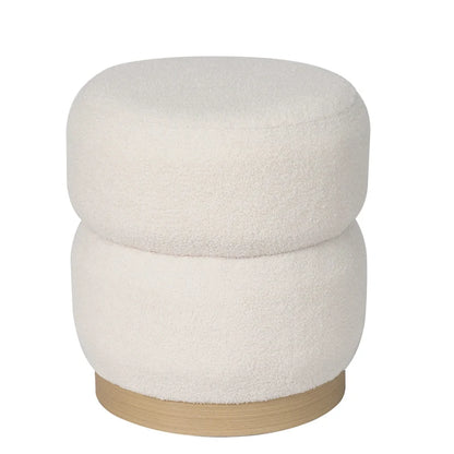 Adeco Teddy Round Upholstered Ottoman Stool