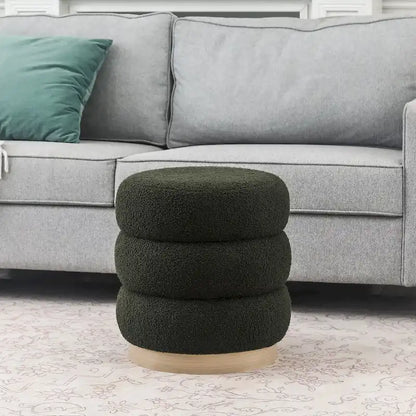 Adeco Teddy Round Upholstered Ottoman Stool