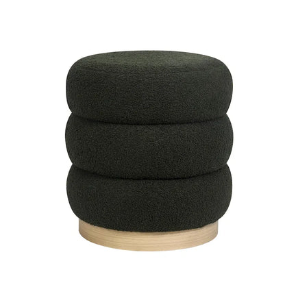 Adeco Teddy Round Upholstered Ottoman Stool